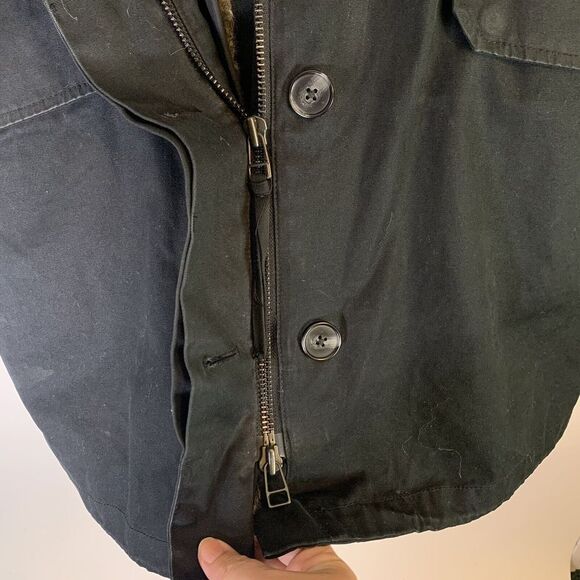 Community Hooded Coat Parka XL Aritzia Black Faux Fur Lined Removeable Lining - Picture 5 of 12